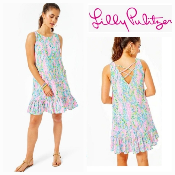 Lilly Pulitzer Dresses & Skirts - Lilly Pulitzer Kristen Flounce Shift Dress in Unicorn of the Sea Print XS/S